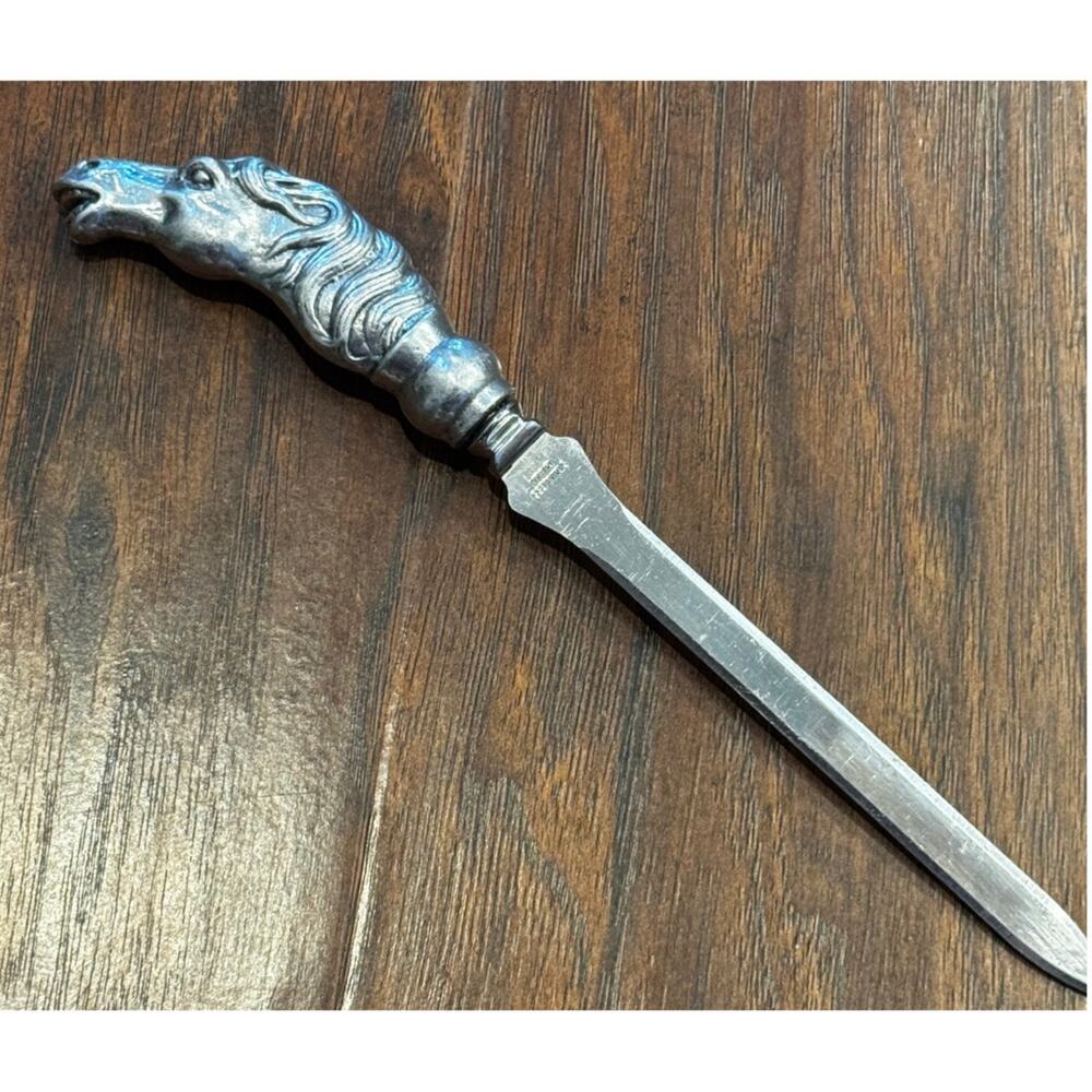 Vintage Horse Head Letter Opener Stainless Steel Taiwan Equestrian Desk Tool